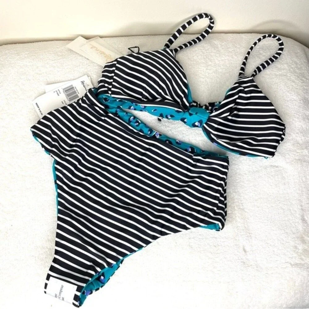 Raisins Reversible Bikini Two Piece Set Love Bra High Tide Bottom New Size Small